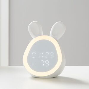 White Bunny LED Alarm Clock USB Rabbit